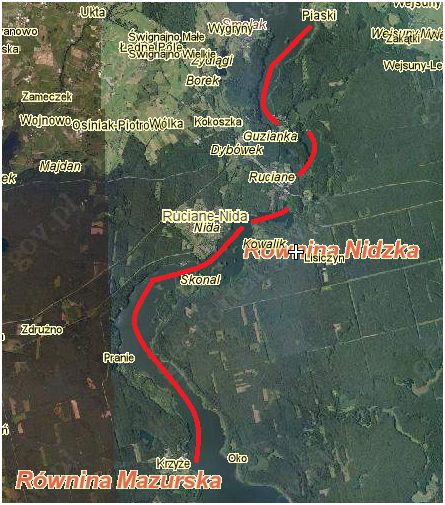 Mapa Mazur: Krzyże, Guzianka, Piaski